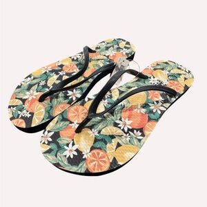 Old Navy Floral Print Sandals - Black and Multicolor